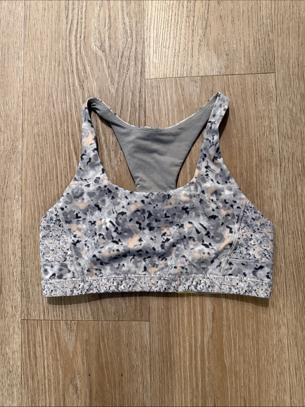 Lululemon Printed Racerback Sports Bra Gray Size 8